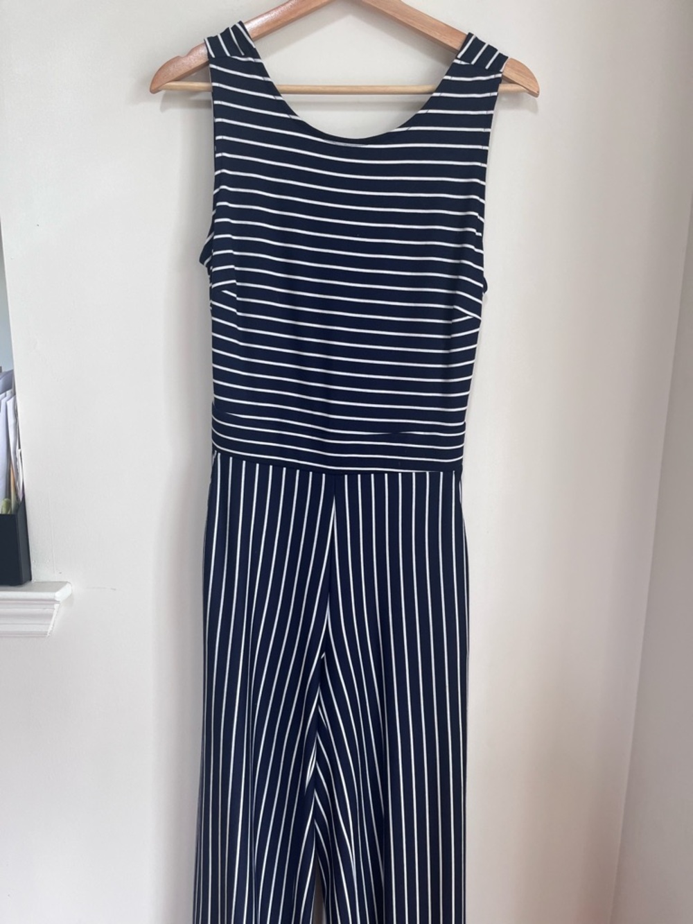 Navy & White Striped Sleeveless Jumpsuit